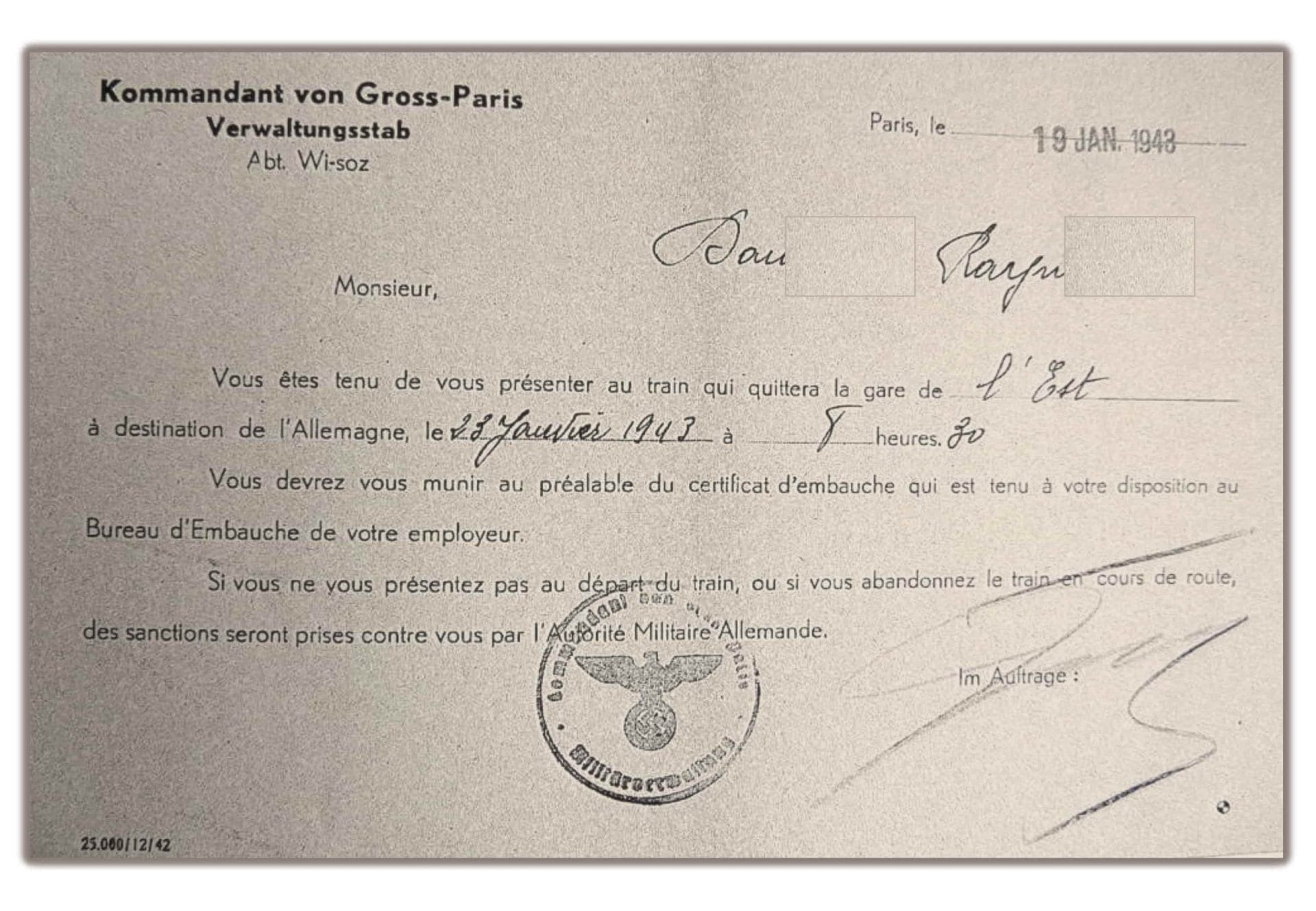 1 - Service du travail obligatoire et propagande 17 s12.pa1 .002 convocation sto snecma mg scaled MRJ MOI