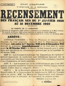 1 - Service du travail obligatoire et propagande 4 s12.pa1 .003 affiche recensement sto 1943 MRJ MOI