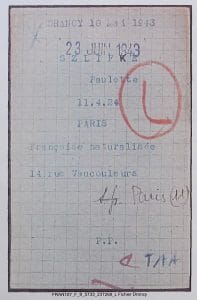 2 - Démantèlement de la section juive de la M.O.I. 19 s12.pa2 .011 fiche p.slifke drancy MRJ MOI