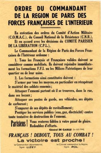 4 - Insurrections populaires. Engagement des jeunes Juifs 30 s14.pa4 .001 appel rol tanguy 17 aout44 MRJ MOI