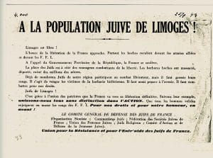 4 - Insurrections populaires. Engagement des jeunes Juifs 20 s14.pa4 .016 tract ujre limoges MRJ MOI