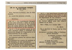 1 - Premier statut des Juifs 2 s4.pa1 .002 loi intern juifs etrangers jo 18oct40 mg MRJ MOI