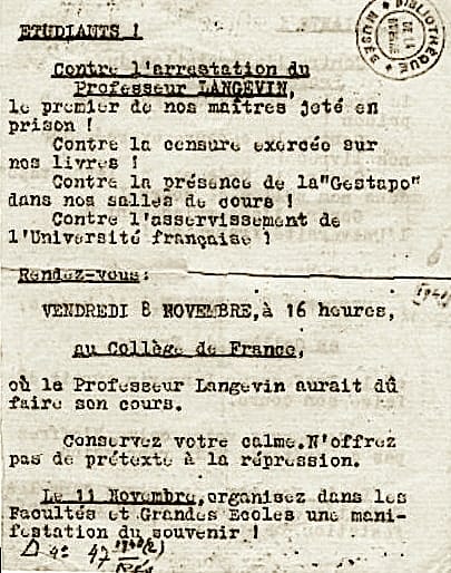 1 - Premier statut des Juifs 38 s4.pa1 .014 tract etudiants nov 1940 MRJ MOI
