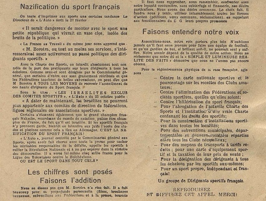 2 - Résistance armée, Résistance civile 26 s5.pa2 .006 tract sport francais 1941 MRJ MOI