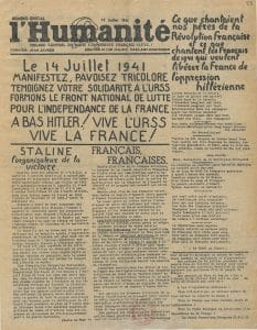 2 - Résistance armée, Résistance civile 15 s5.pa2 .013 humanite 14 juillet 1941 MRJ MOI