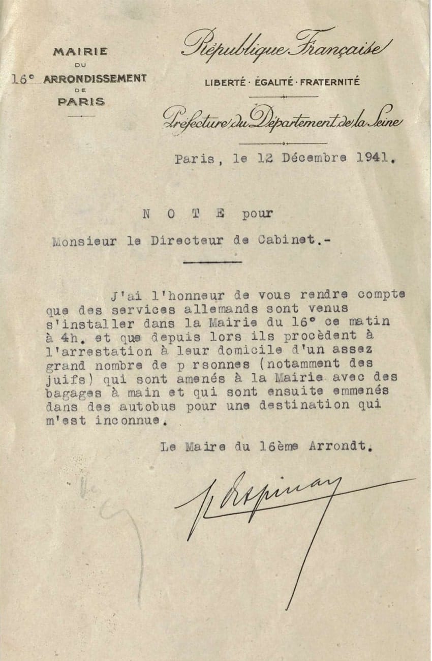 2 - Nouveau palier dans la politique de terreur 60 s7.pa2 .008 arrestations paris16e 12dec1941 min MRJ MOI