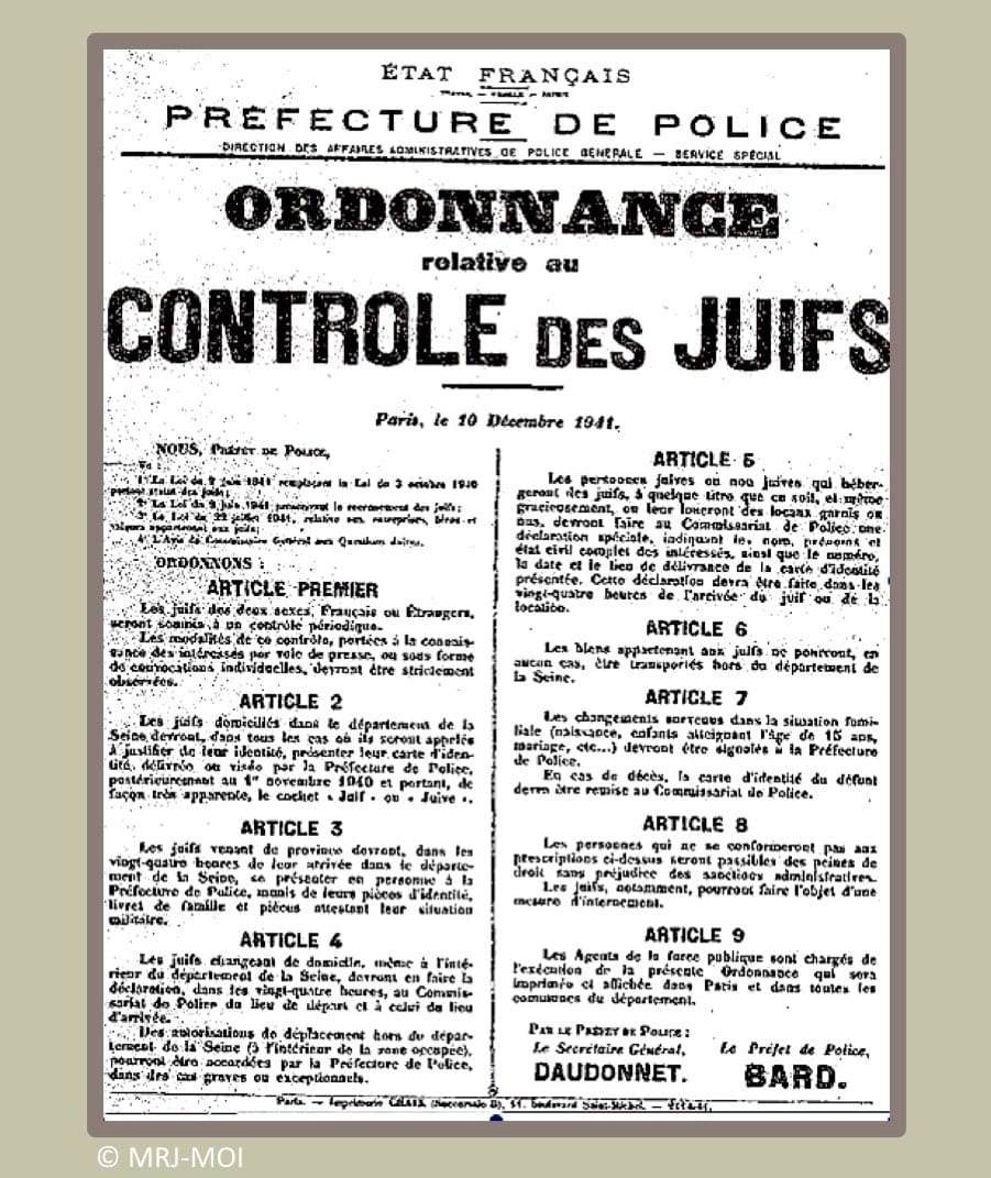 2 - Nouveau palier dans la politique de terreur 64 s7.pa2 .013 ordonnance controle juif mg min MRJ MOI