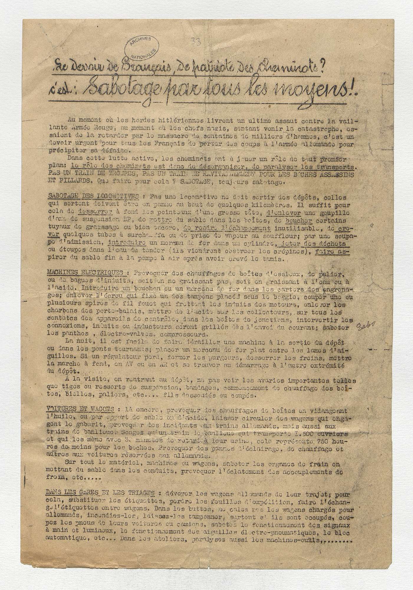 2 - Création des Francs-Tireurs et Partisans M.O.I. 45 s8.pa2 .015 sabotage 1942 min MRJ MOI