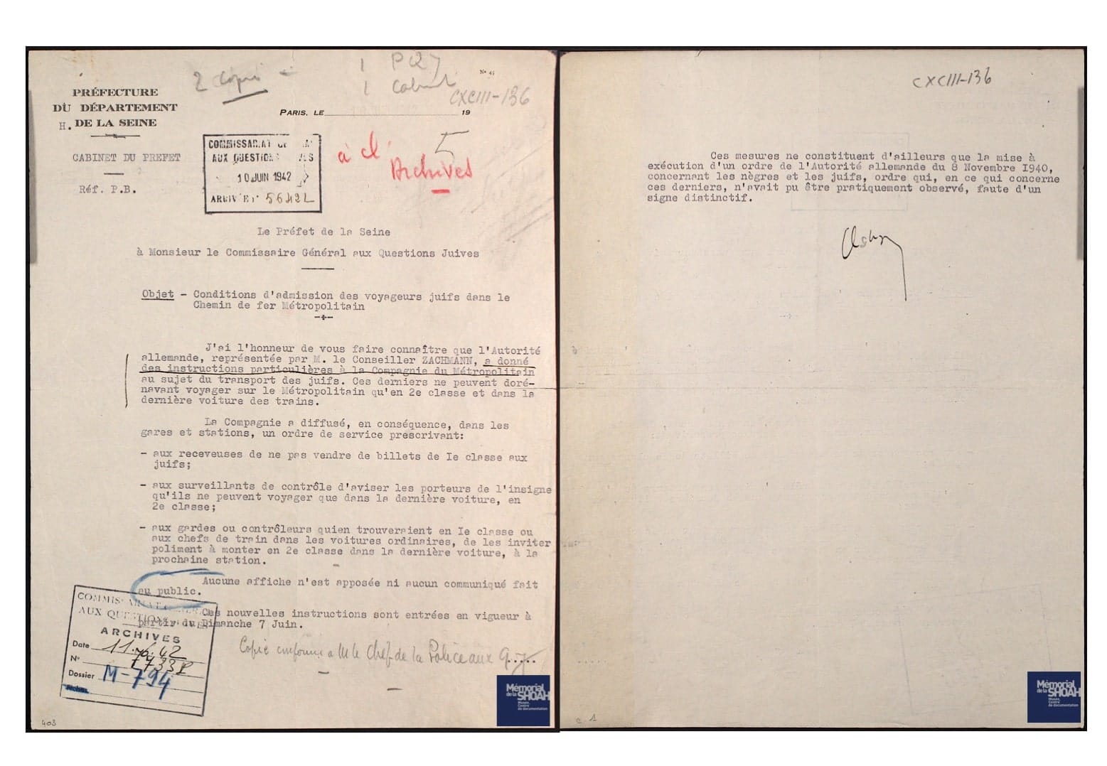 3 - L'appel de « Solidarité » – la Rafle du Vel’d’Hiv 39 s8.pa3 .003 cgqj juifs metro juin 1942 cxciii 136 min MRJ MOI